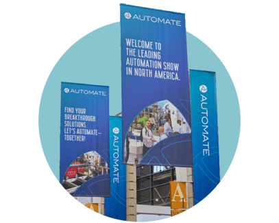 Señalización de feria comercial diseñada por GES.